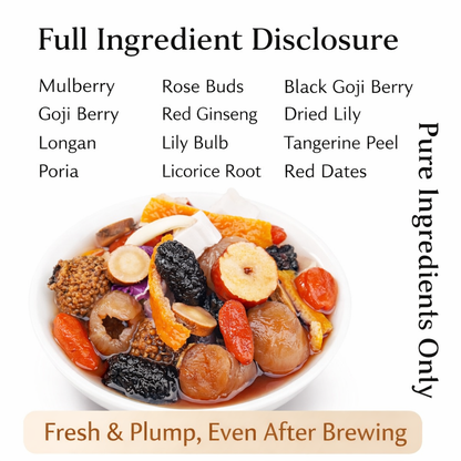 Red Ginseng & Mulberry Herbal Tea | Botanical Blend with Lily Buljube, Rose, Goji, Chrysanthemum, Red dates | 10-Pack Gift Set